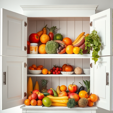 A cupboard full of fruits and vegetables